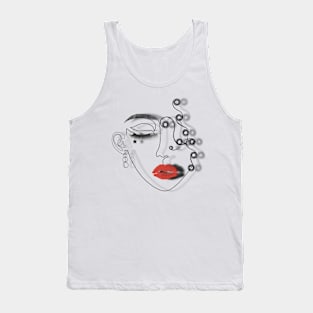 Red Lip outline Tank Top